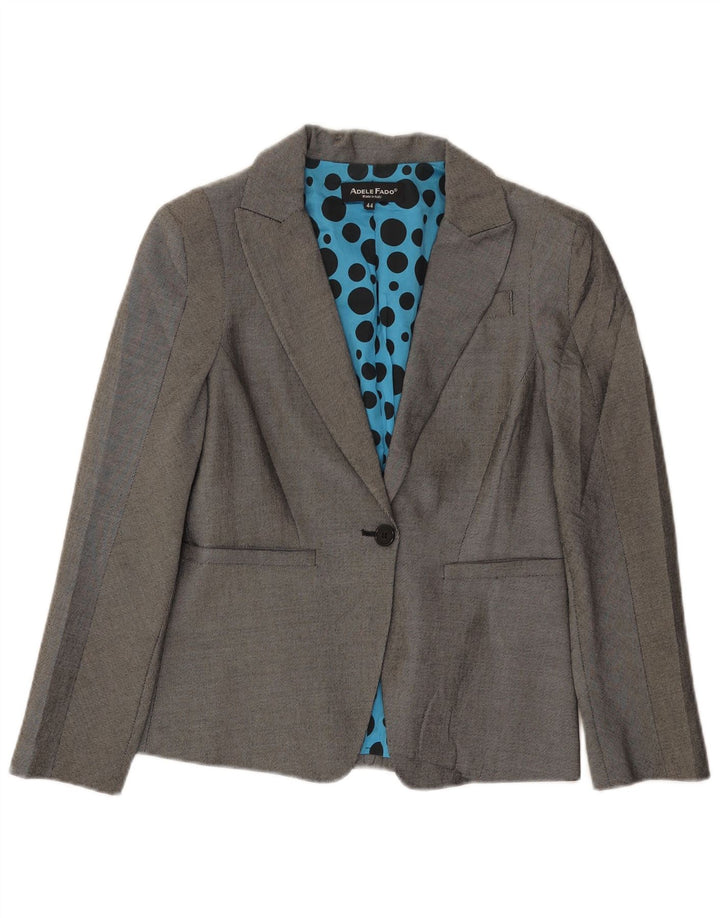 Adele Fado Damen 1-Knopf-Blazerjacke IT 44 Mittelgraue Wolle