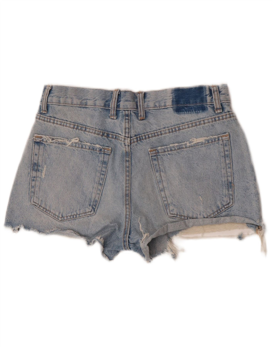 Zara Damen Distressed Denim Shorts EU 38 Small W28 Blaue Baumwolle
