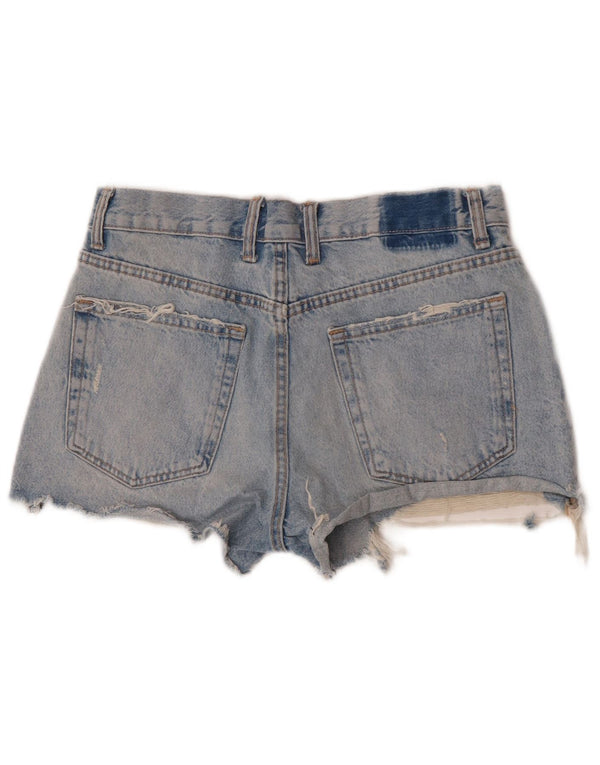 Zara Damen Distressed Denim Shorts EU 38 Small W28 Blaue Baumwolle