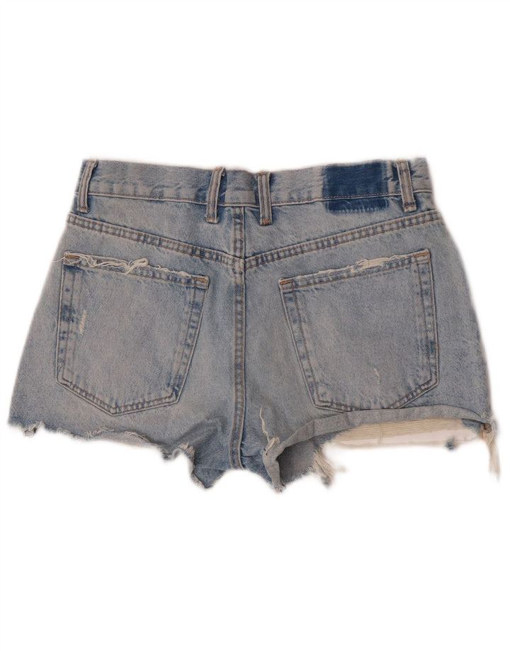 Zara Damen Distressed Denim Shorts EU 38 Small W28 Blaue Baumwolle
