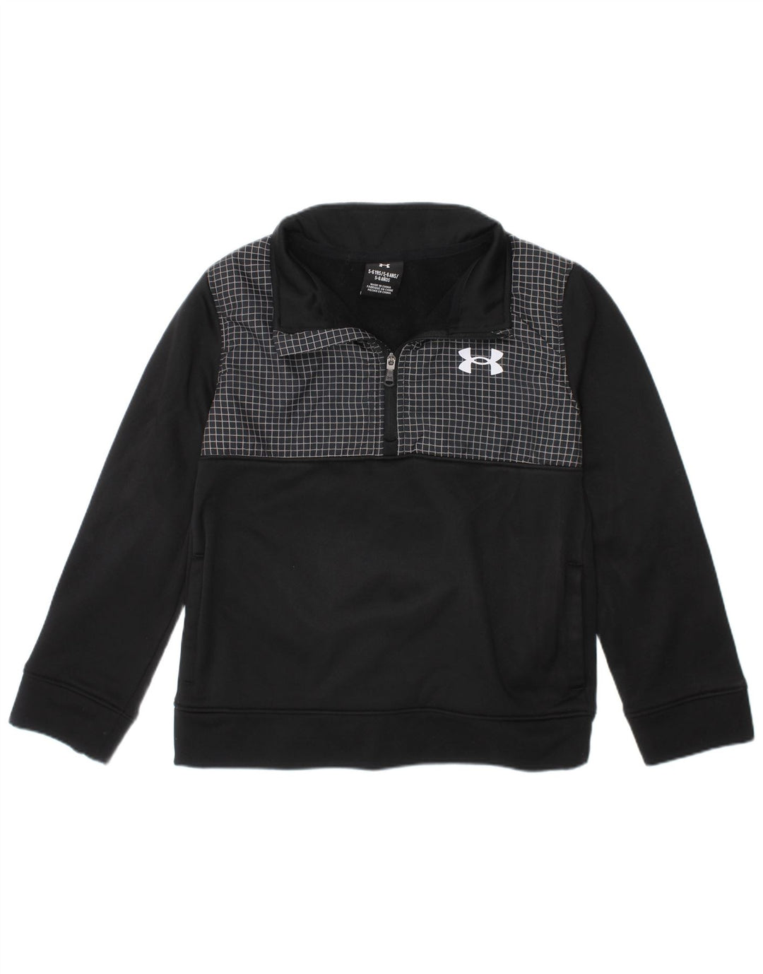 Under Armour Jungen-Trainingsanzug mit grafischem Pullover, 5–6 Jahre, schwarzes Polyester