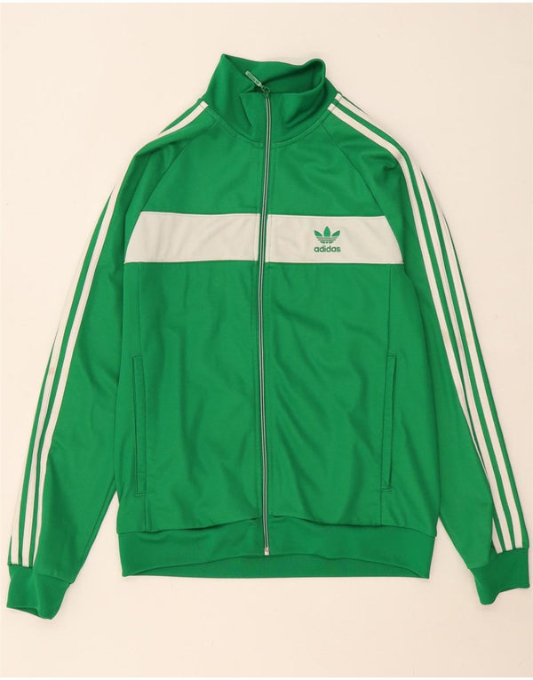 ADIDAS Mens Tracksuit Top Jacket Medium Green Cotton