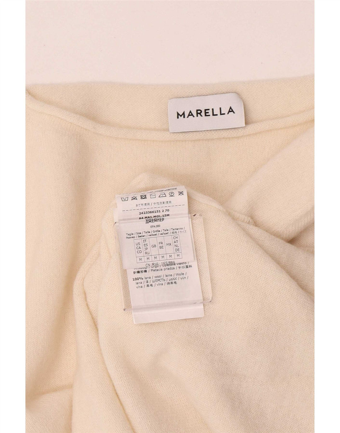 Marella Damen Crop Pullover mit U-Boot-Ausschnitt, UK 12 Medium Off White