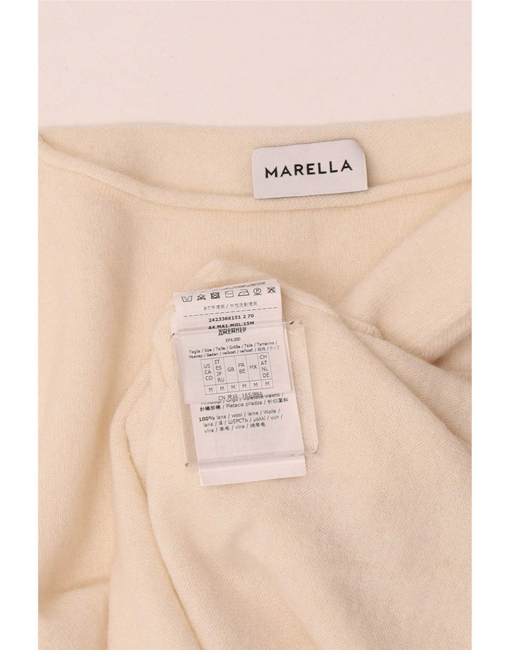 Marella Damen Crop Pullover mit U-Boot-Ausschnitt, UK 12 Medium Off White