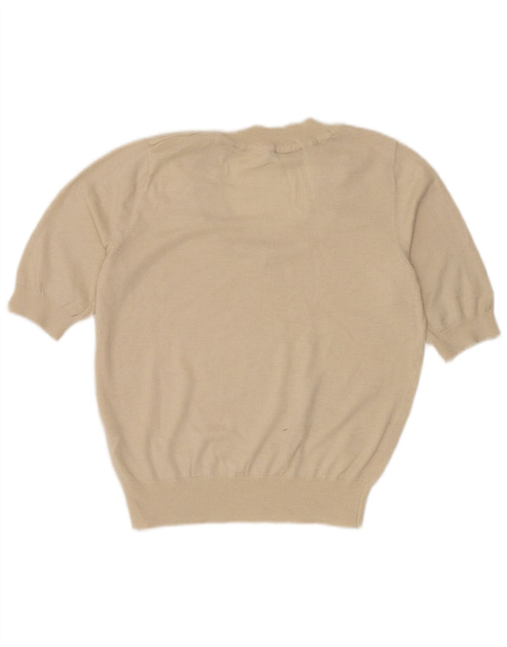 Zara Damen Kurzarm-Blusenoberteil UK 12 Medium Off White Nylon
