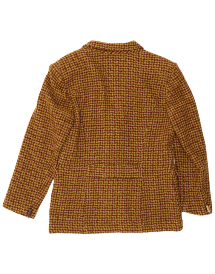 Vintage Damen Blazerjacke mit 4 Knöpfen, IT 46, große braune Wolle mit Hahnentrittmuster