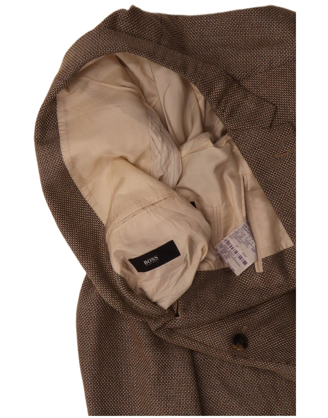 HUGO BOSS Herren-Blazer mit 2 Knöpfen, UK 38, mittelbraune Seide