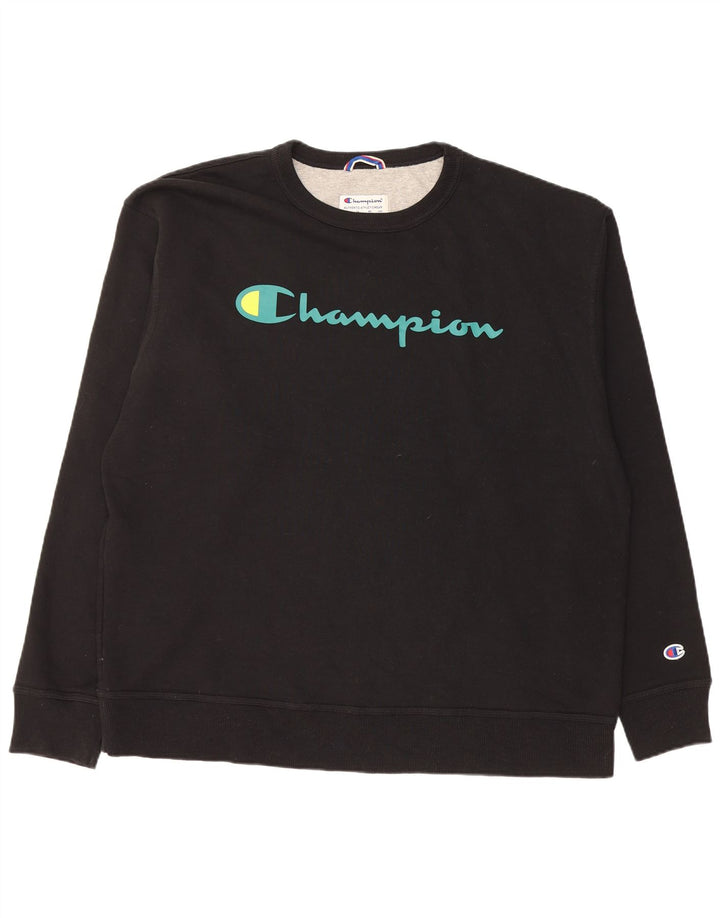 CHAMPION Herren-Sweatshirt mit Grafik, XL, schwarze Baumwolle