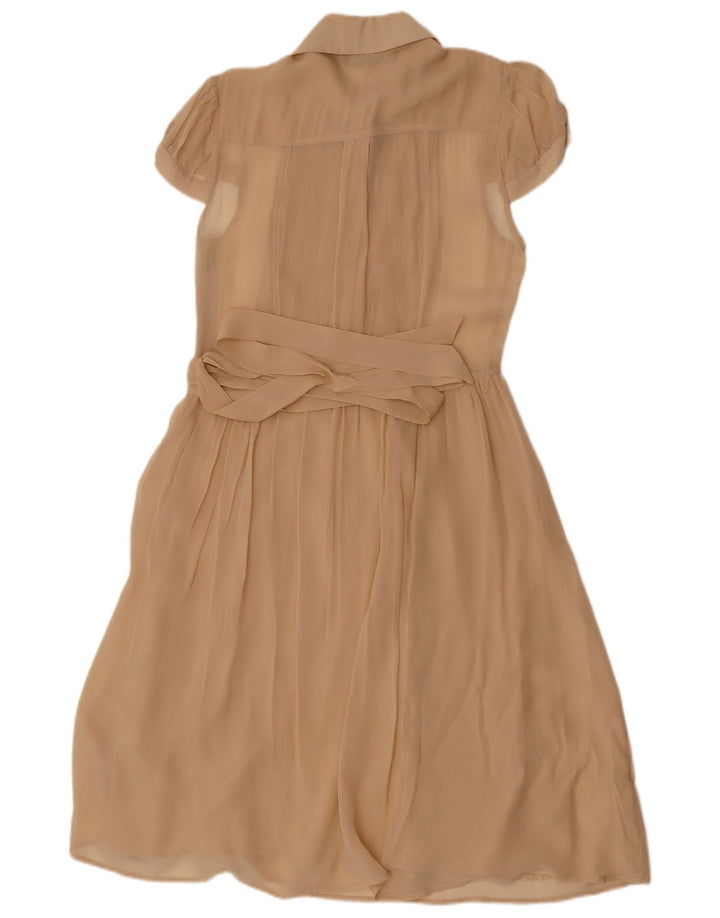 Simona Barbieri Damen Twin-Set A-Linien-Kleid UK 12 Mittelbeige Seide
