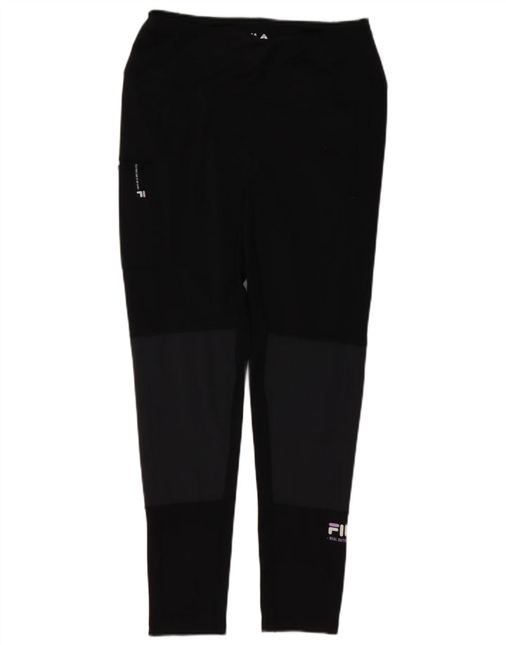 Fila Damen Leggings UK 12 Medium Schwarz