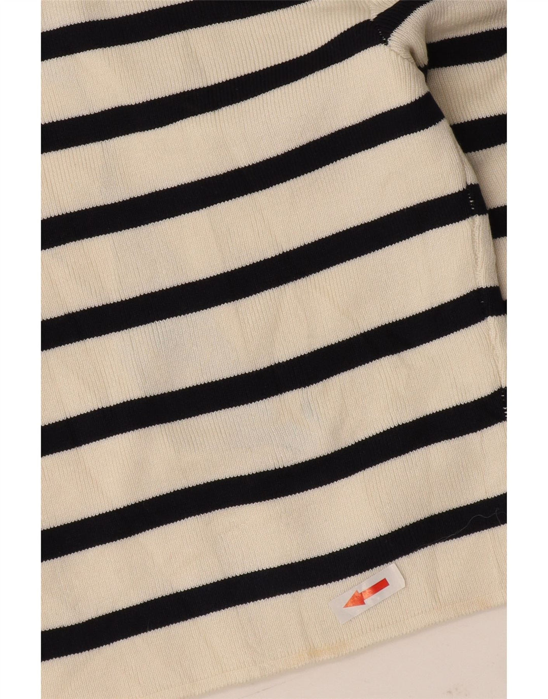 Zara Damen Crop Top Langarm UK 8 Small Weiß gestreifte Viskose