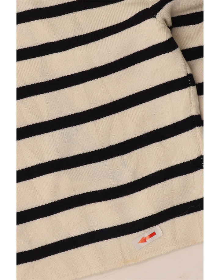 Zara Damen Crop Top Langarm UK 8 Small Weiß gestreifte Viskose