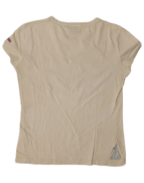 Reebok Womens Graphic T-Shirt Top UK 10 Small Beige Baumwolle