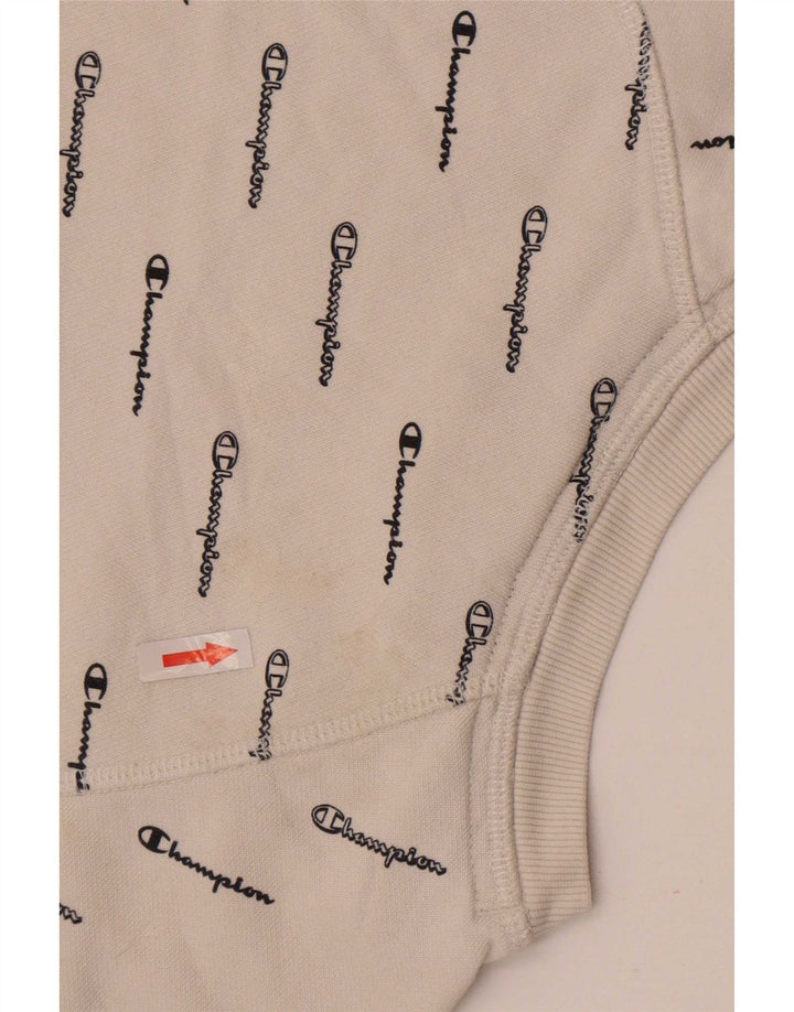 Champion Damen Crop Graphic Sweatshirt Pullover UK 14 Mittelweiße Baumwolle