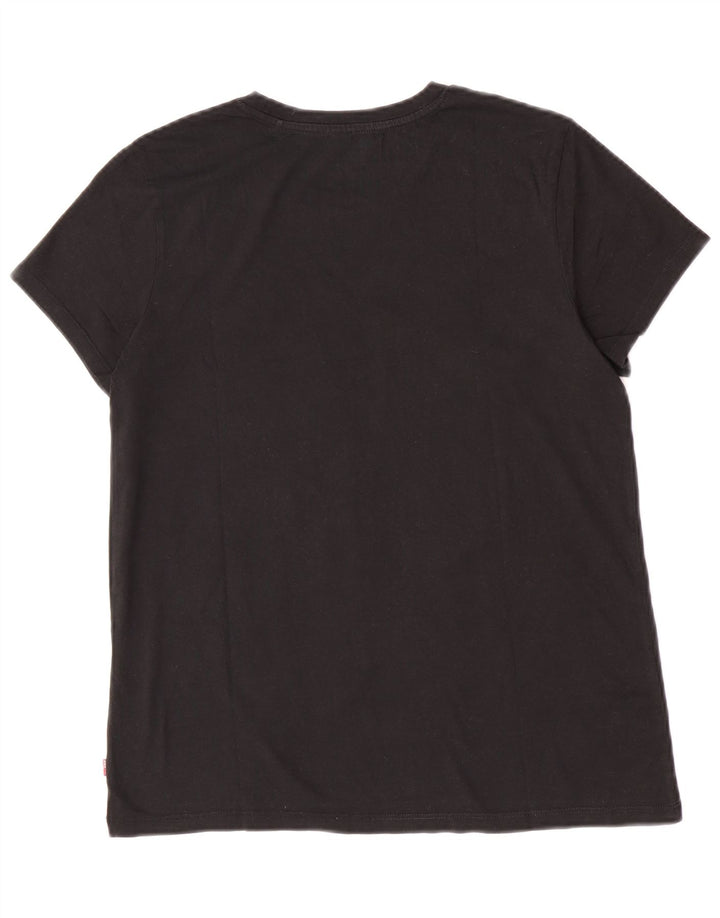 Levi's Damen Grafik-T-Shirt-Oberteil UK 12 Medium Schwarz