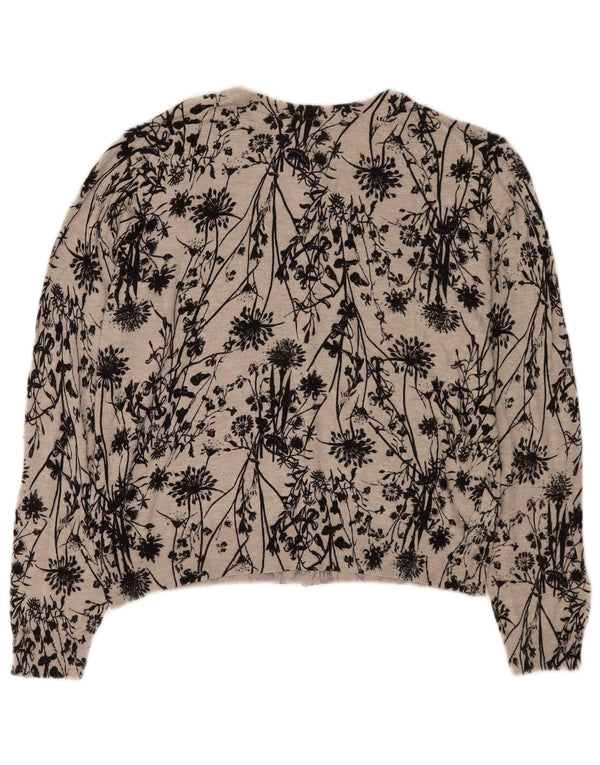 Marks & Spencer Damen Crop Cardigan Pullover UK 16 Large Beige Floral