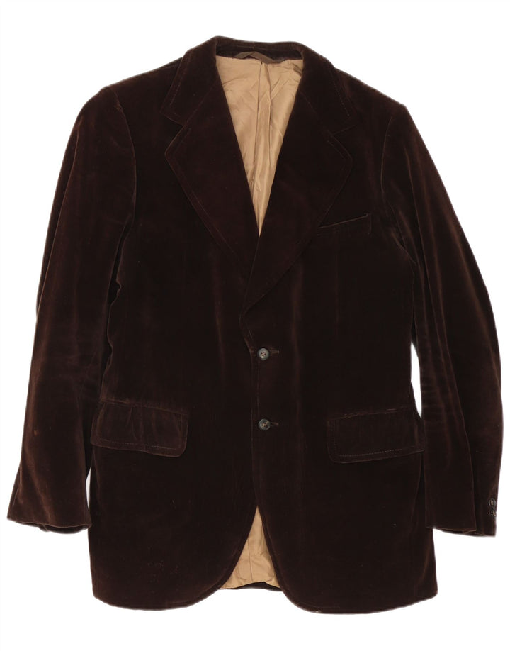 Vintage Herren 2 Knopf Samt Blazer Jacke IT 50 Large Braun