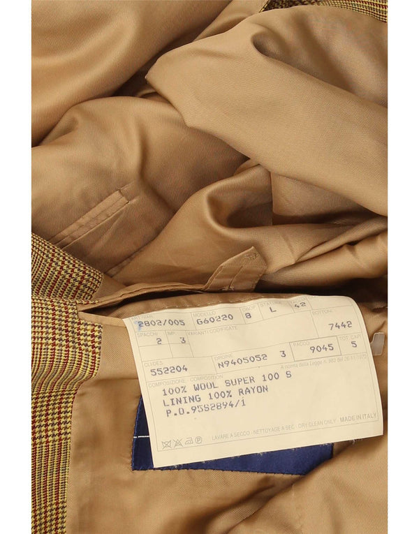 Gieves & Hawkes Herren-Blazer mit 2 Knöpfen, UK 42, XL, braune Wolle mit Hahnentrittmuster
