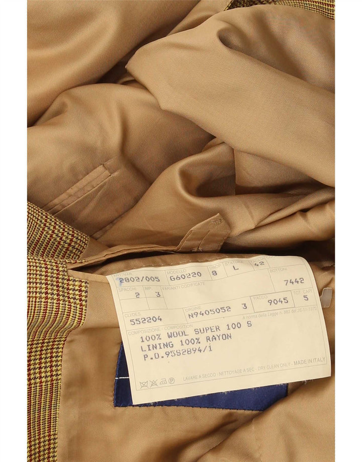 Gieves & Hawkes Herren-Blazer mit 2 Knöpfen, UK 42, XL, braune Wolle mit Hahnentrittmuster