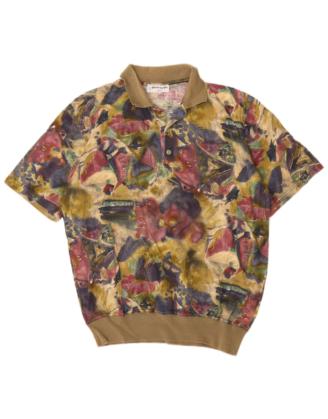 Pierre Cardin Herren-Poloshirt mit Grafik, mittelgroß, mehrfarbig, geometrisch, Baumwolle