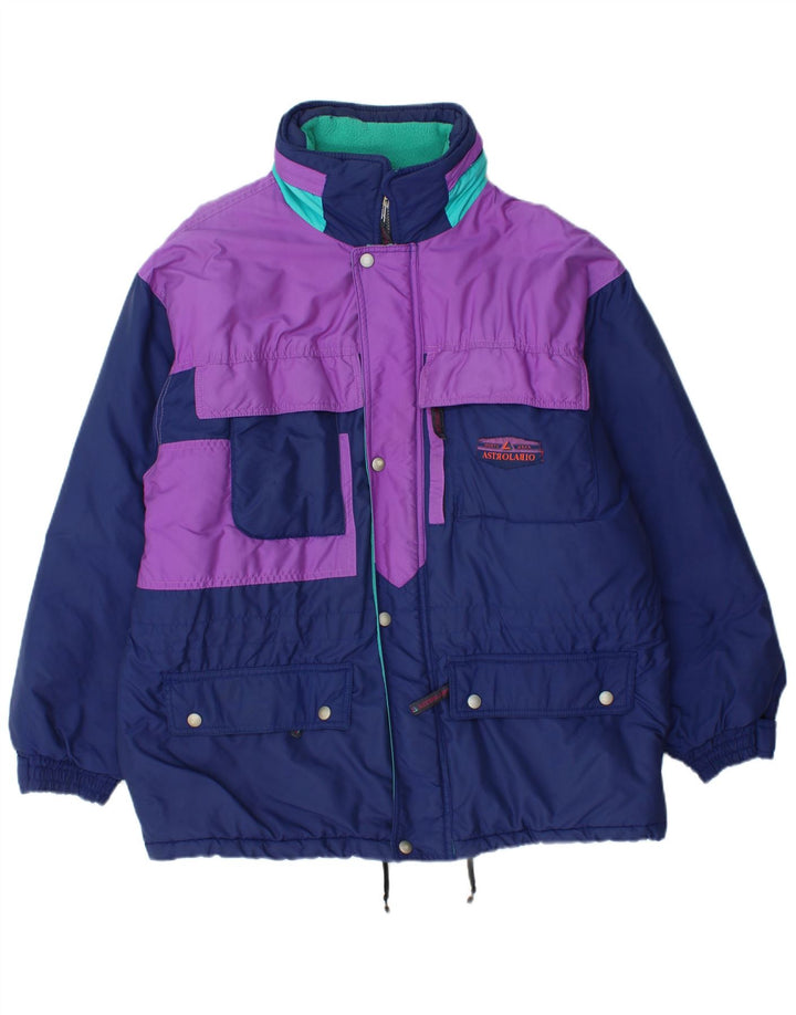 Astrolabio Herren-Skijacke mit Kapuze, UK 38, mittleres Marineblau, Farbblock