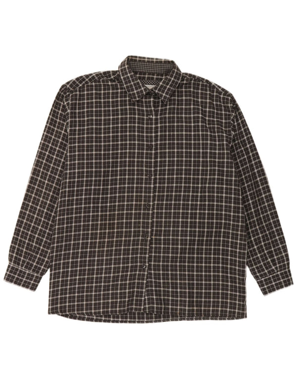 Amaranto Damen-Flanellhemd, UK 16, groß, schwarz kariert, Polyester