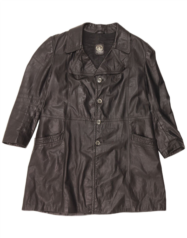 Vintage Herren Ledermantel UK 40 Großes schwarzes Leder