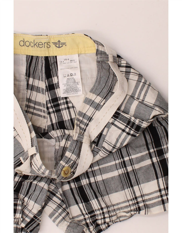 DOCKERS Womens Chino Shorts US 4 Small W30 Grey Check Linen Vintage Dockers and Second-Hand Dockers from Messina Hembry 