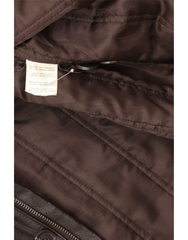 Vintage Herren Ledermantel IT 58 3XL Schwarz