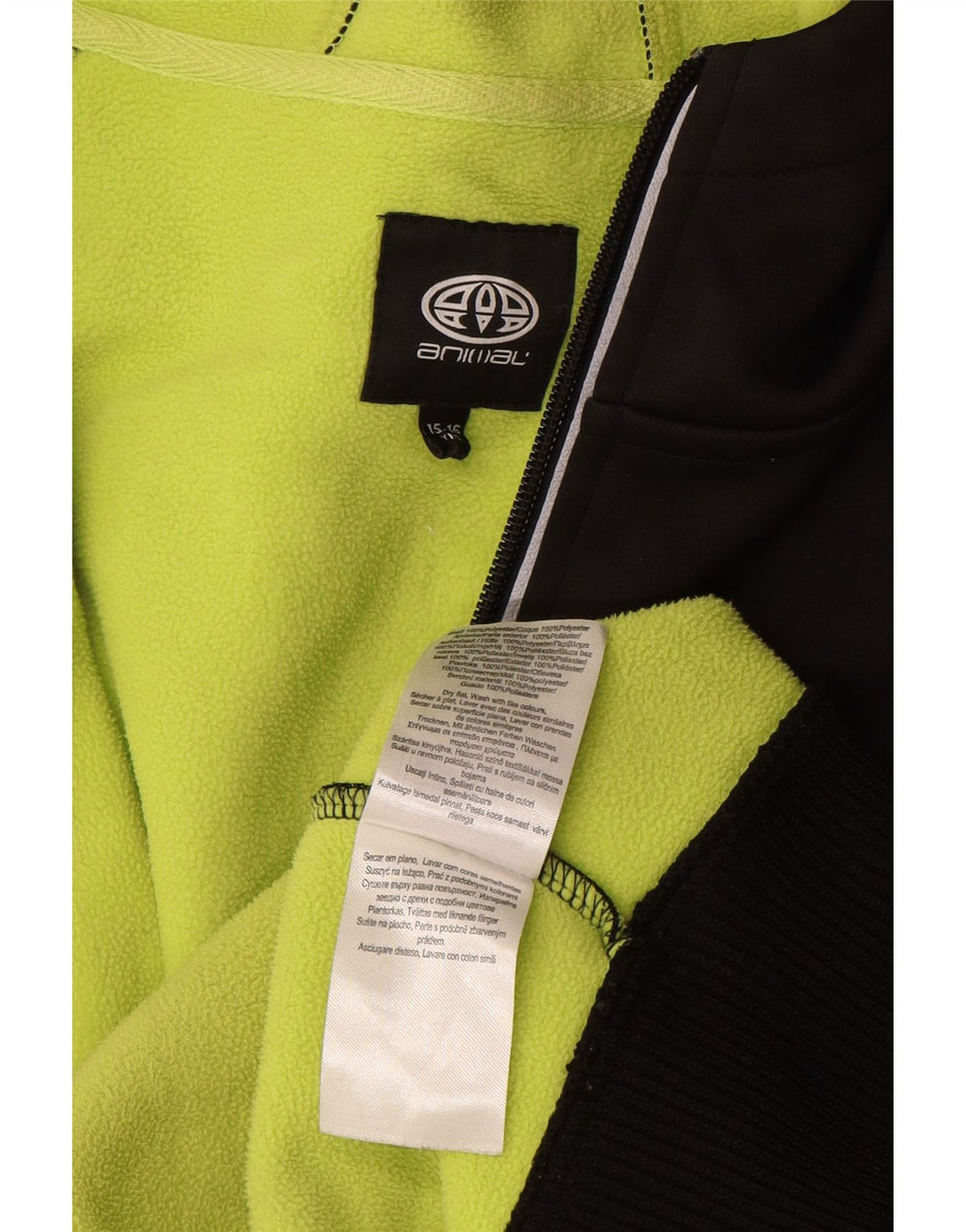 Kapuzenpullover mit Reißverschluss und Animal-Motiv für Jungen, 15–16 Jahre, schwarzes Polyester