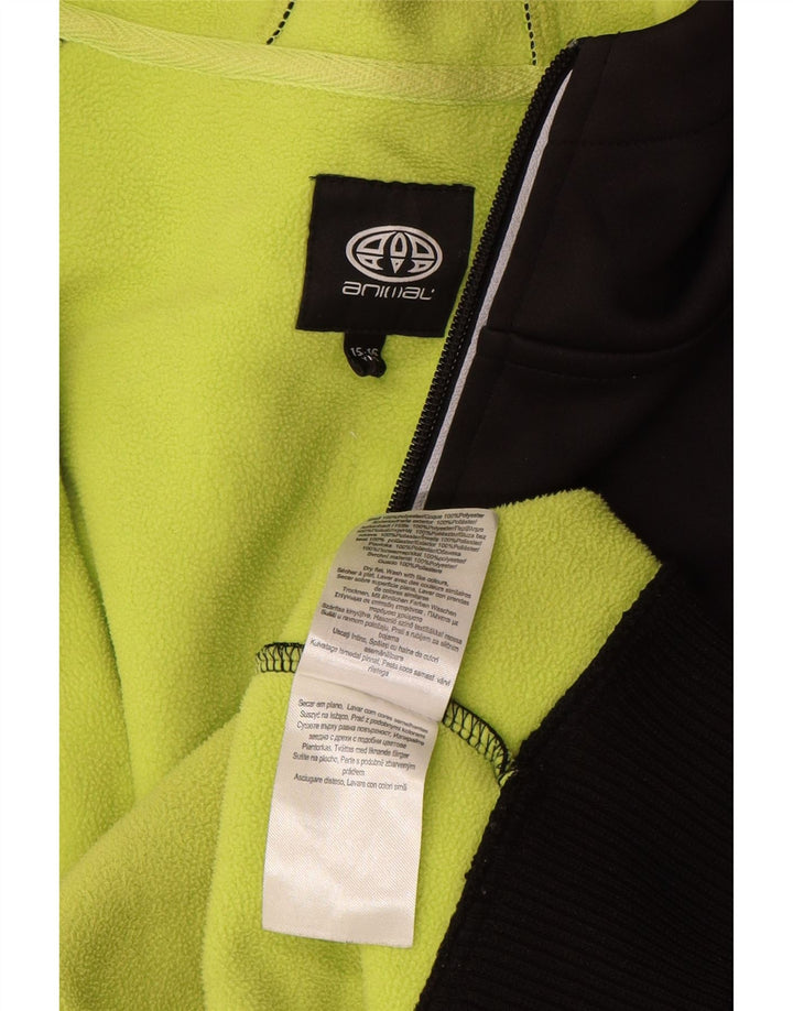 Kapuzenpullover mit Reißverschluss und Animal-Motiv für Jungen, 15–16 Jahre, schwarzes Polyester