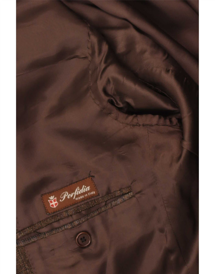 Vintage Herren 3-Knopf-Blazerjacke UK 38 Mittelbraun kariert