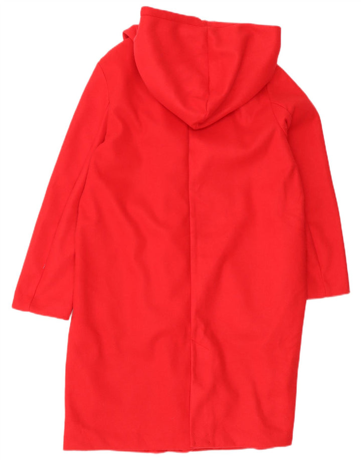 Zara Damen Kapuzenmantel UK 14 Mittelrotes Polyester