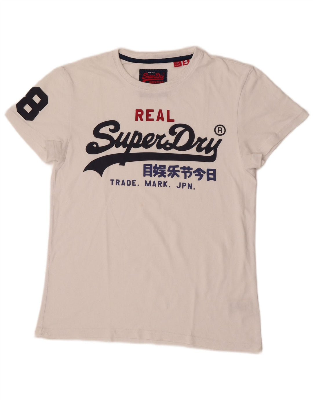 Superdry Herren-T-Shirt mit Grafik, Größe S, weiße Baumwolle