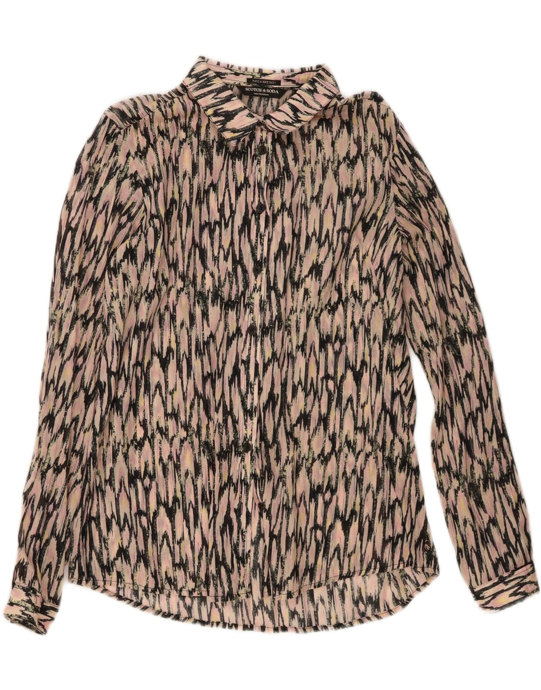 Scotch & Soda Damen-Hemdbluse mit abstraktem Muster, UK 14, Mittelrosa