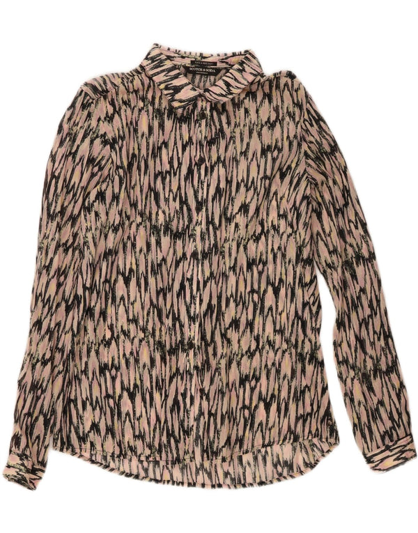 Scotch & Soda Damen-Hemdbluse mit abstraktem Muster, UK 14, Mittelrosa