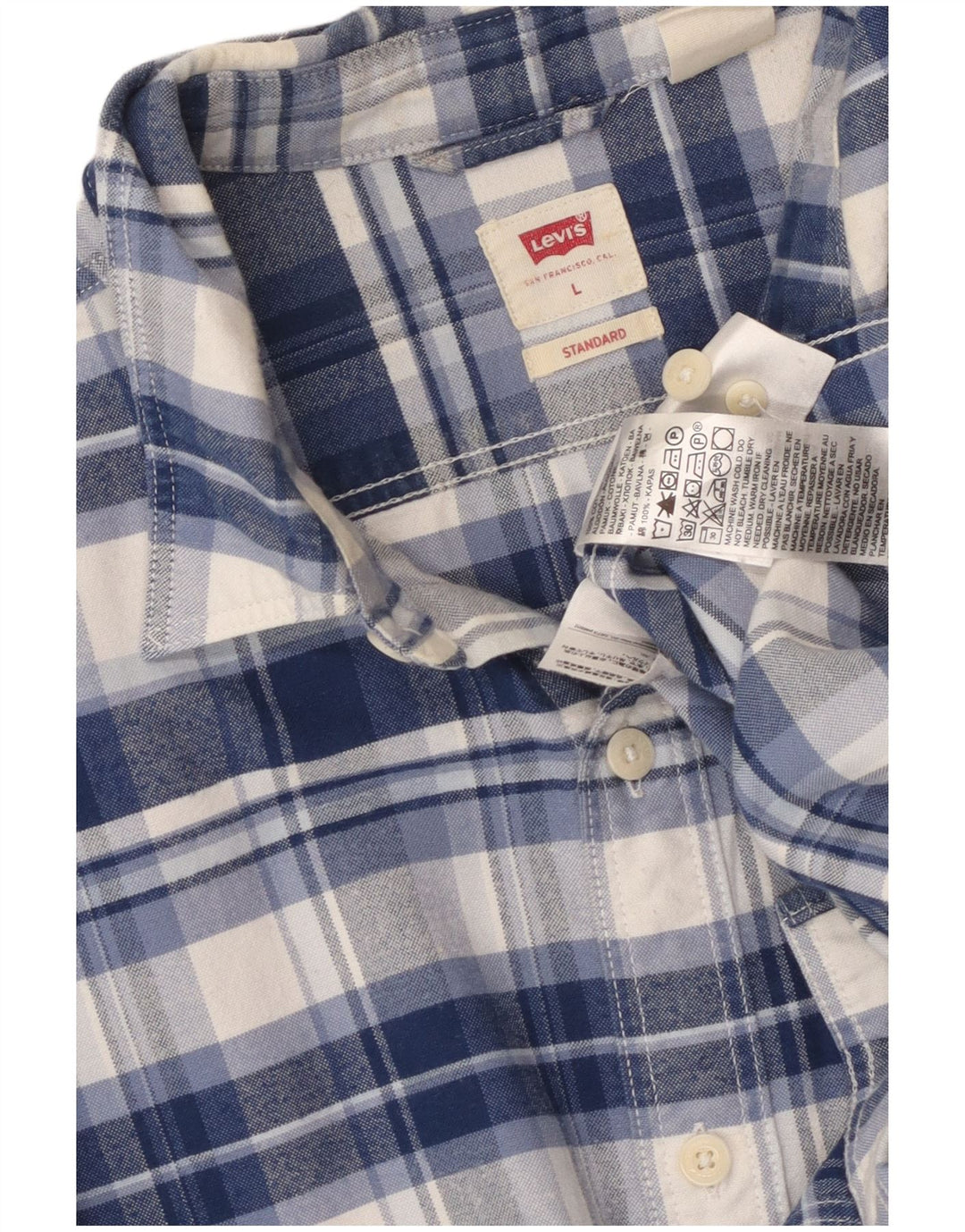 LEVI'S Herren-Flanellhemd mit Standard-Passform, groß, blau kariert, Baumwolle