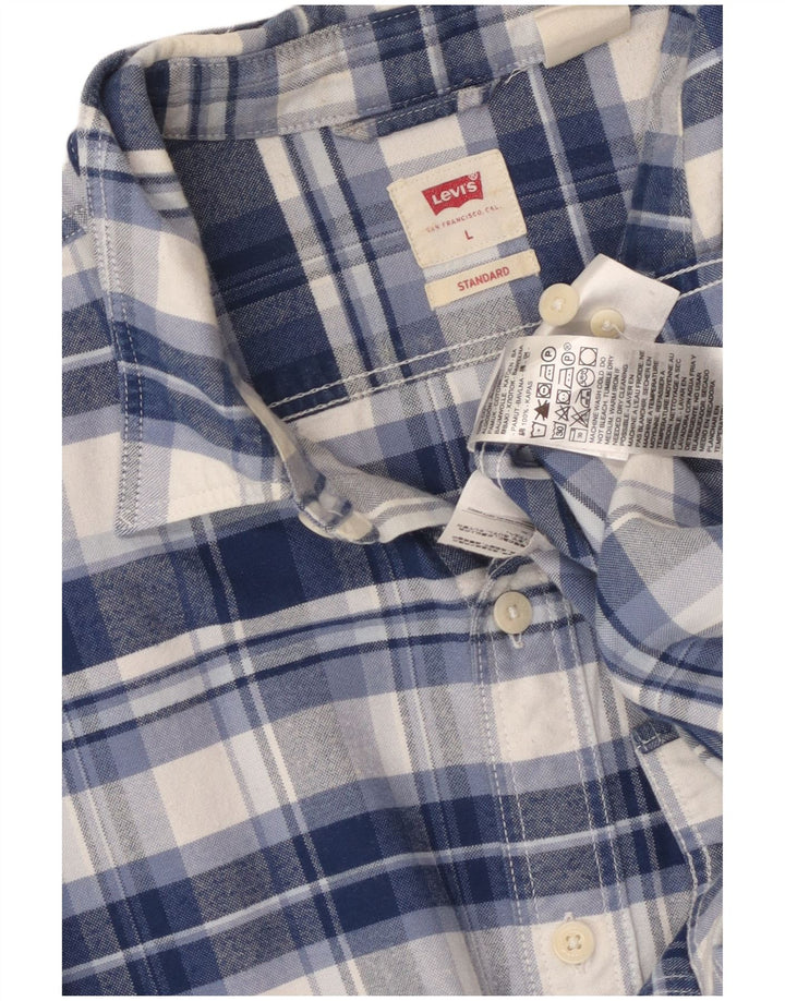LEVI'S Herren-Flanellhemd mit Standard-Passform, groß, blau kariert, Baumwolle