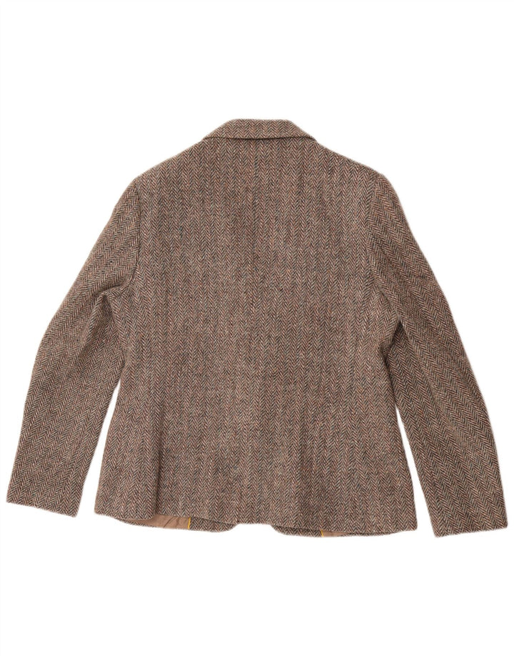 John Brooks Damen-Blazer mit 2 Knöpfen, UK 14, mittelbraun, Fischgrätenmuster