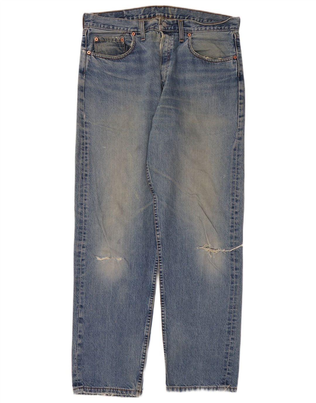 Levi's Herren Distressed Straight Jeans W36 L32 Blaue Baumwolle