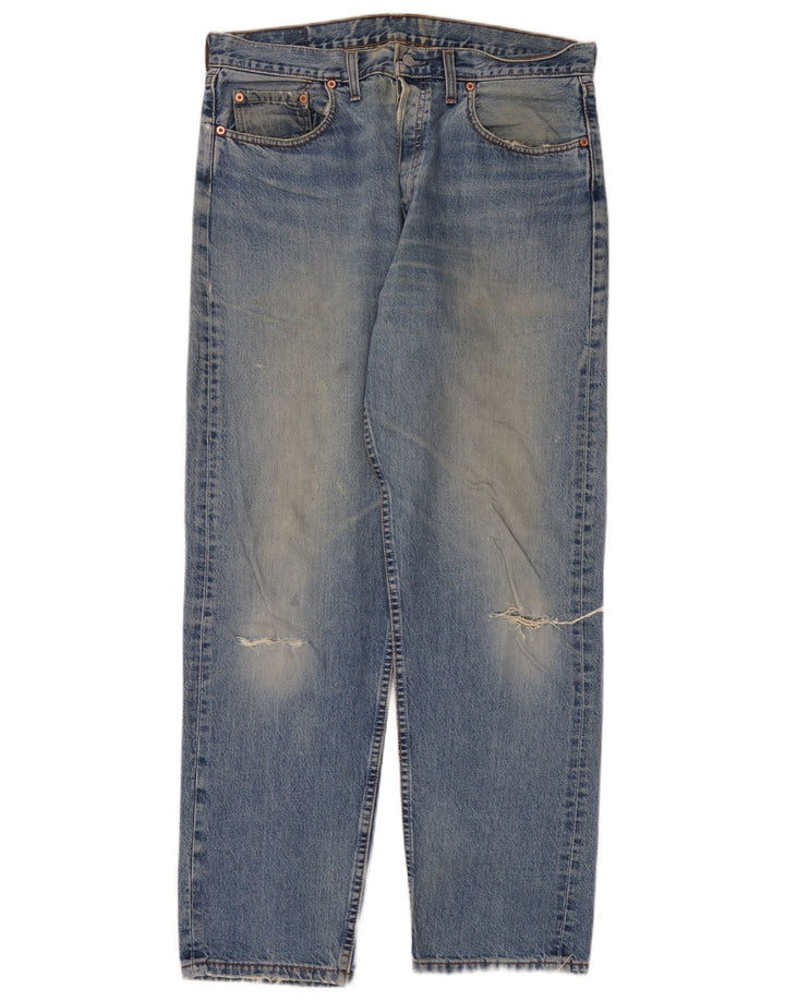Levi's Herren Distressed Straight Jeans W36 L32 Blaue Baumwolle