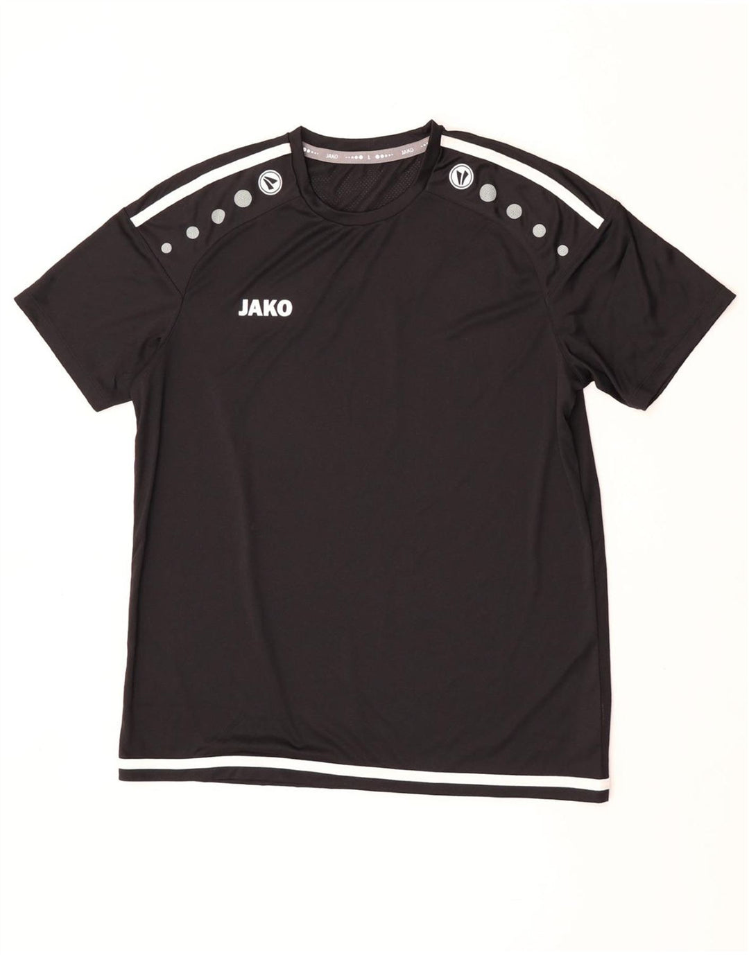 JAKO Herren-T-Shirt-Oberteil, großes, schwarzes Colourblock-Polyester
