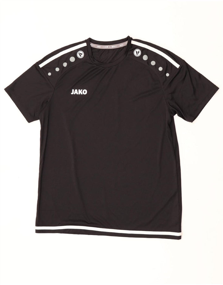 JAKO Herren-T-Shirt-Oberteil, großes, schwarzes Colourblock-Polyester