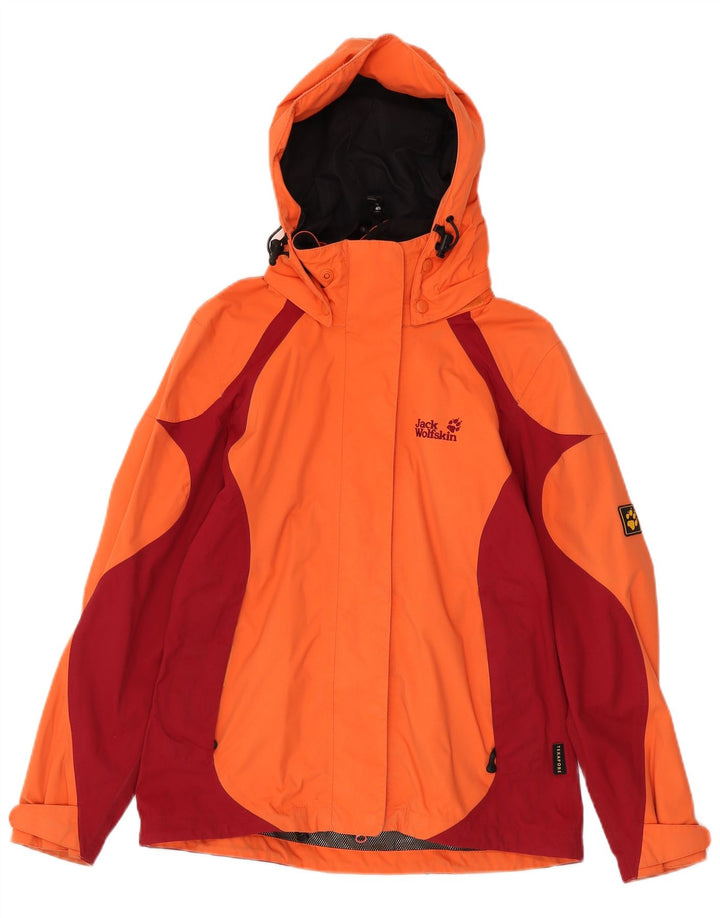 Jack Wolfskin Damen Regenjacke mit Kapuze UK 10 Small Orange Colourblock