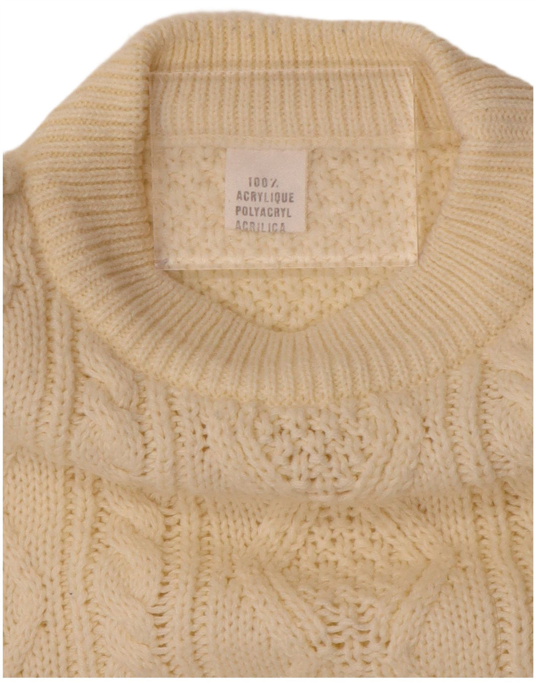 VINTAGE Damen Pullover mit Rundhalsausschnitt UK 20 2XL Off White Polyacryl