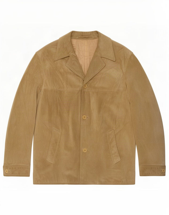 Pollini Herren Wildlederjacke UK 38 Mittelgrünes Leder