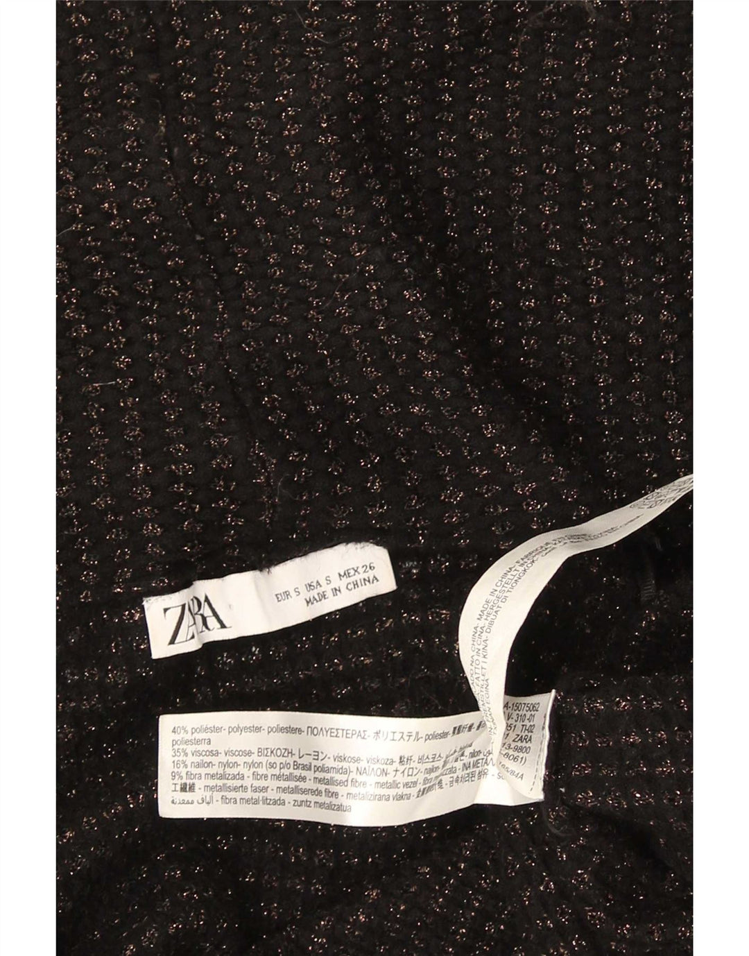 Zara Damen Longline Open Cardigan Pullover UK 10 Small Schwarz Polyester