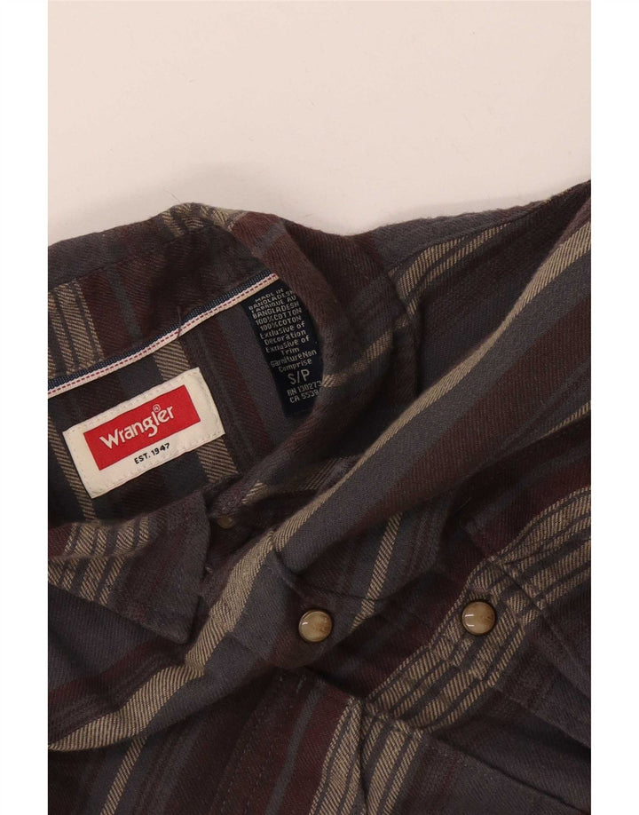 Wrangler Herren-Flanellhemd, klein, grau gestreift, Baumwolle