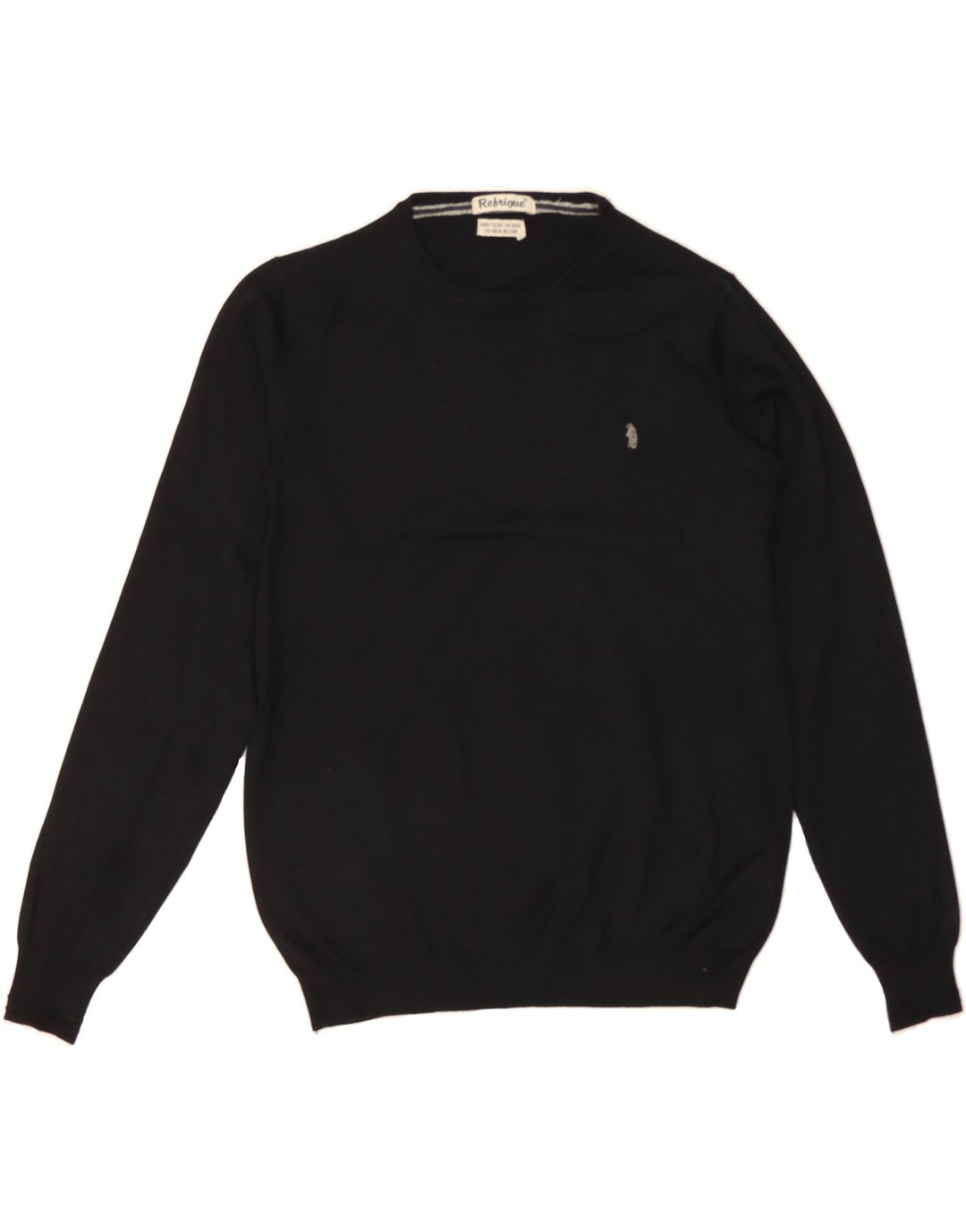 REFRIGUE Boys Crew Neck Jumper Sweater 13-14 Years Large Black Viscose Vintage Refrigue and Second-Hand Refrigue from Messina Hembry 