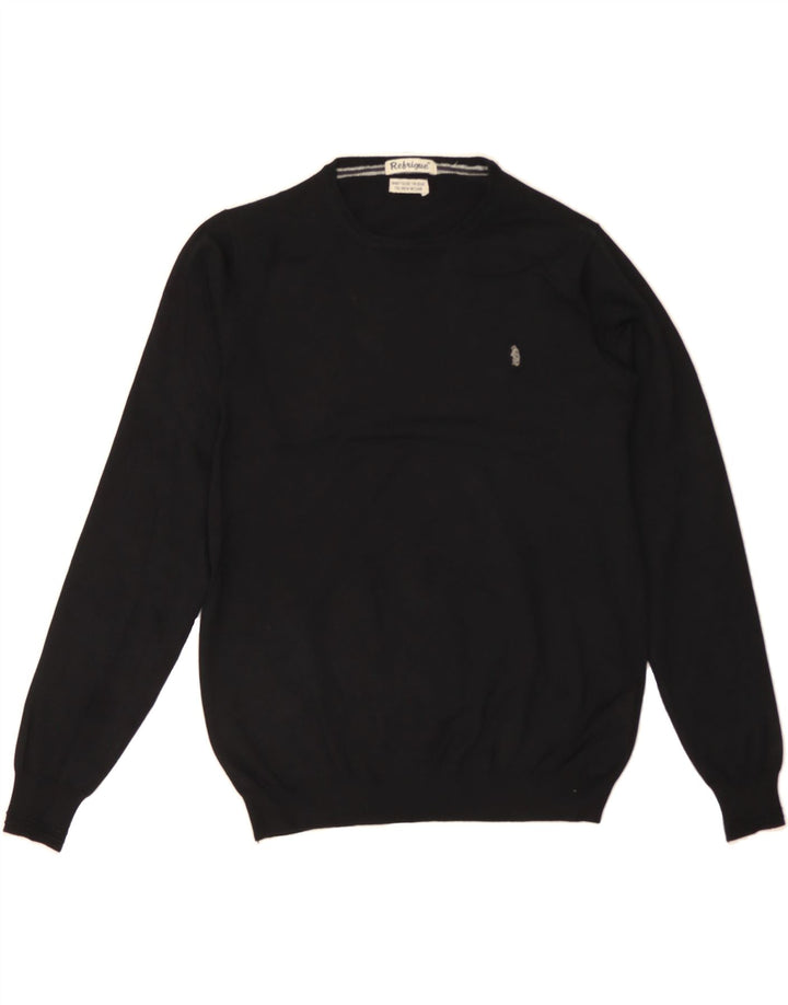 REFRIGUE Boys Crew Neck Jumper Sweater 13-14 Years Large Black Viscose Vintage Refrigue and Second-Hand Refrigue from Messina Hembry 